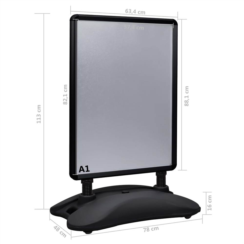 A1 Waterbase Poster Stand Black Aluminium Alloy