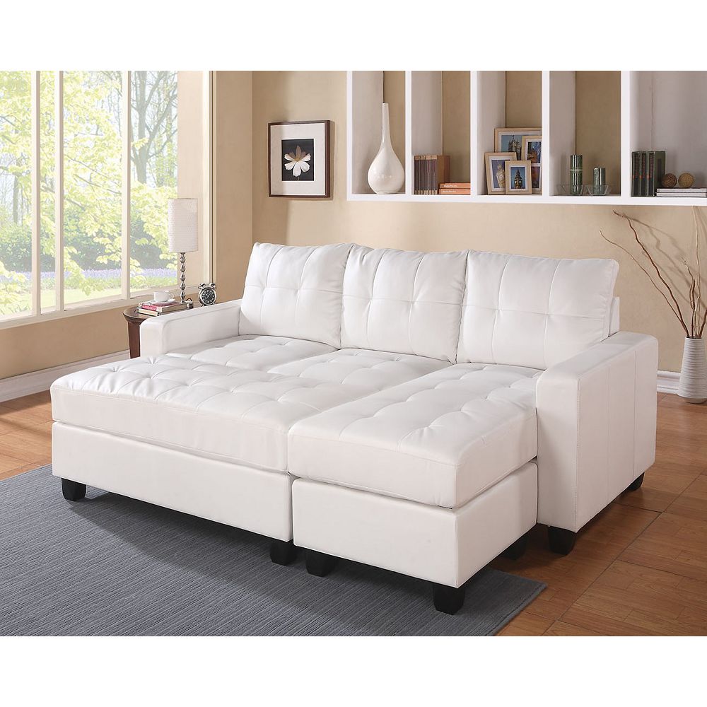 ACME Lyssa Sectional Sofa & Ottoman in White Bonded Leather Match 51210