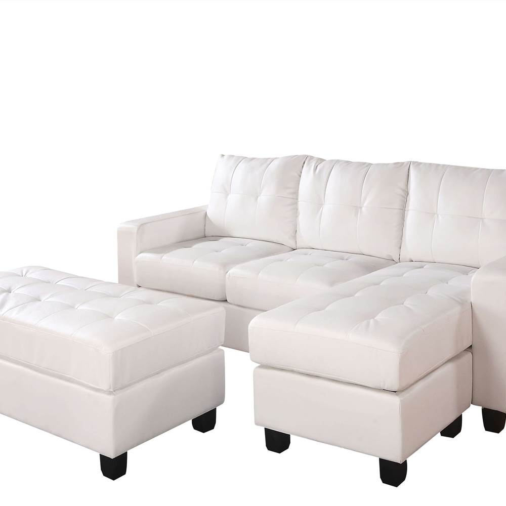 ACME Lyssa Sectional Sofa & Ottoman in White Bonded Leather Match 51210