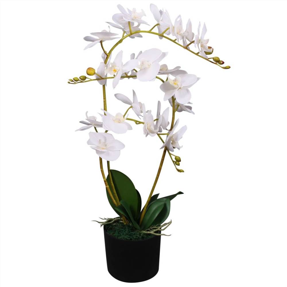 Pianta di orchidea artificiale con vaso 65 cm bianca