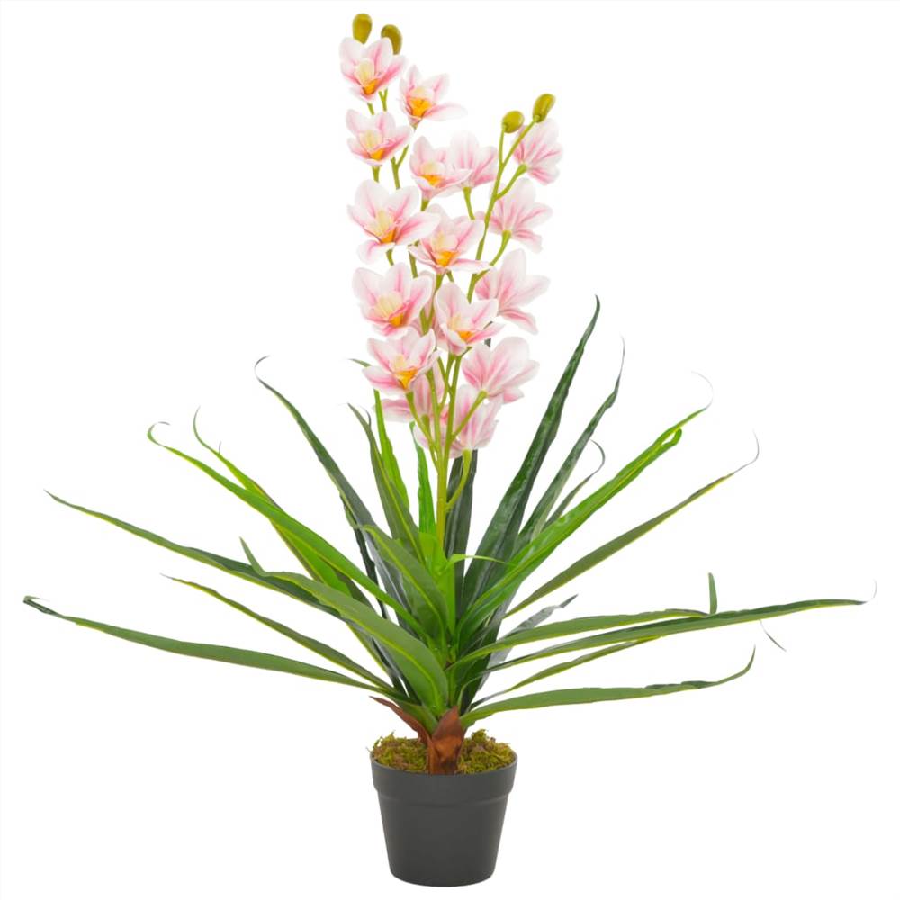 Pianta artificiale orchidea con vaso rosa 90 cm