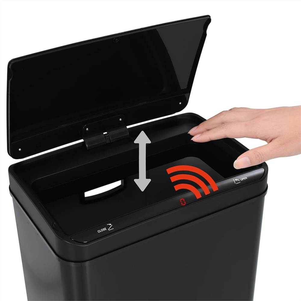 Automatic Sensor Dustbin Black Steel 60 L
