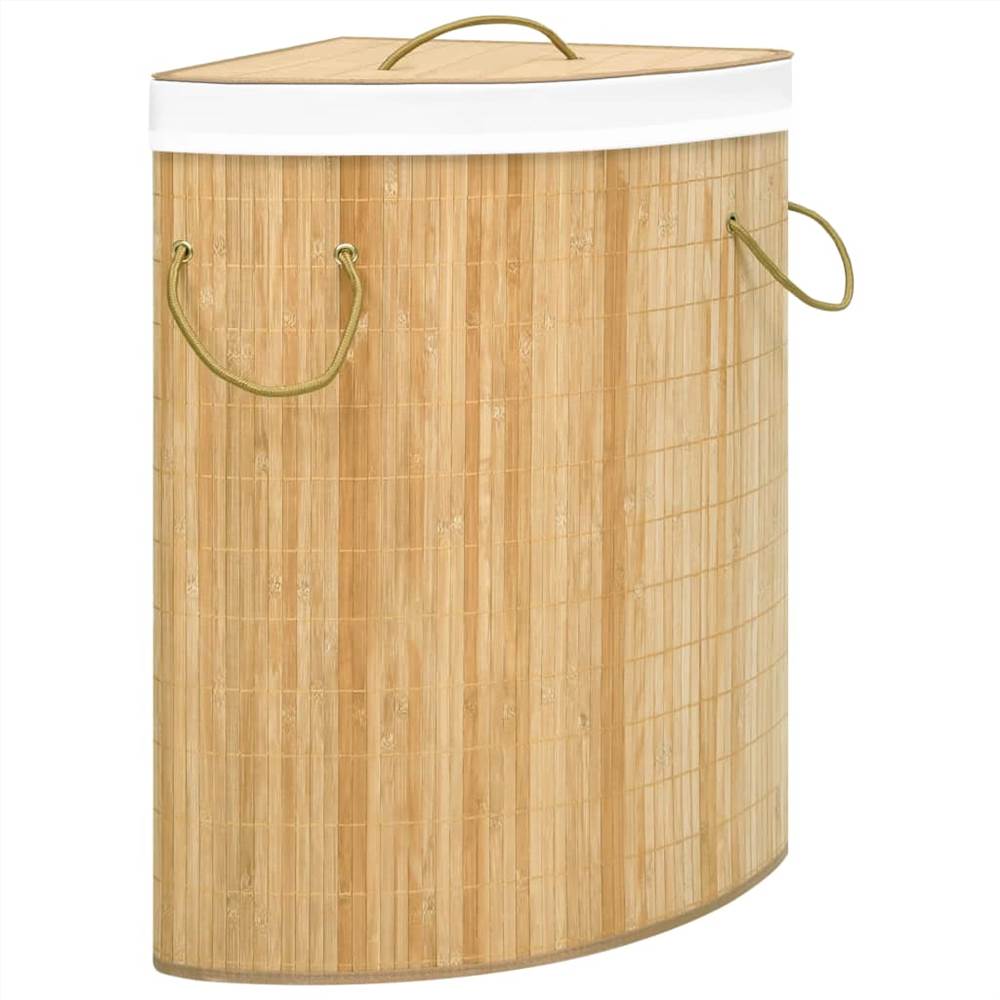 Panier à linge d'angle en bambou 60 L