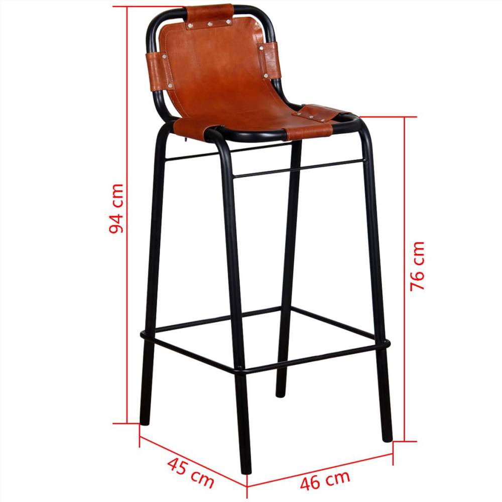 Bar Stools 2 pcs Real Leather