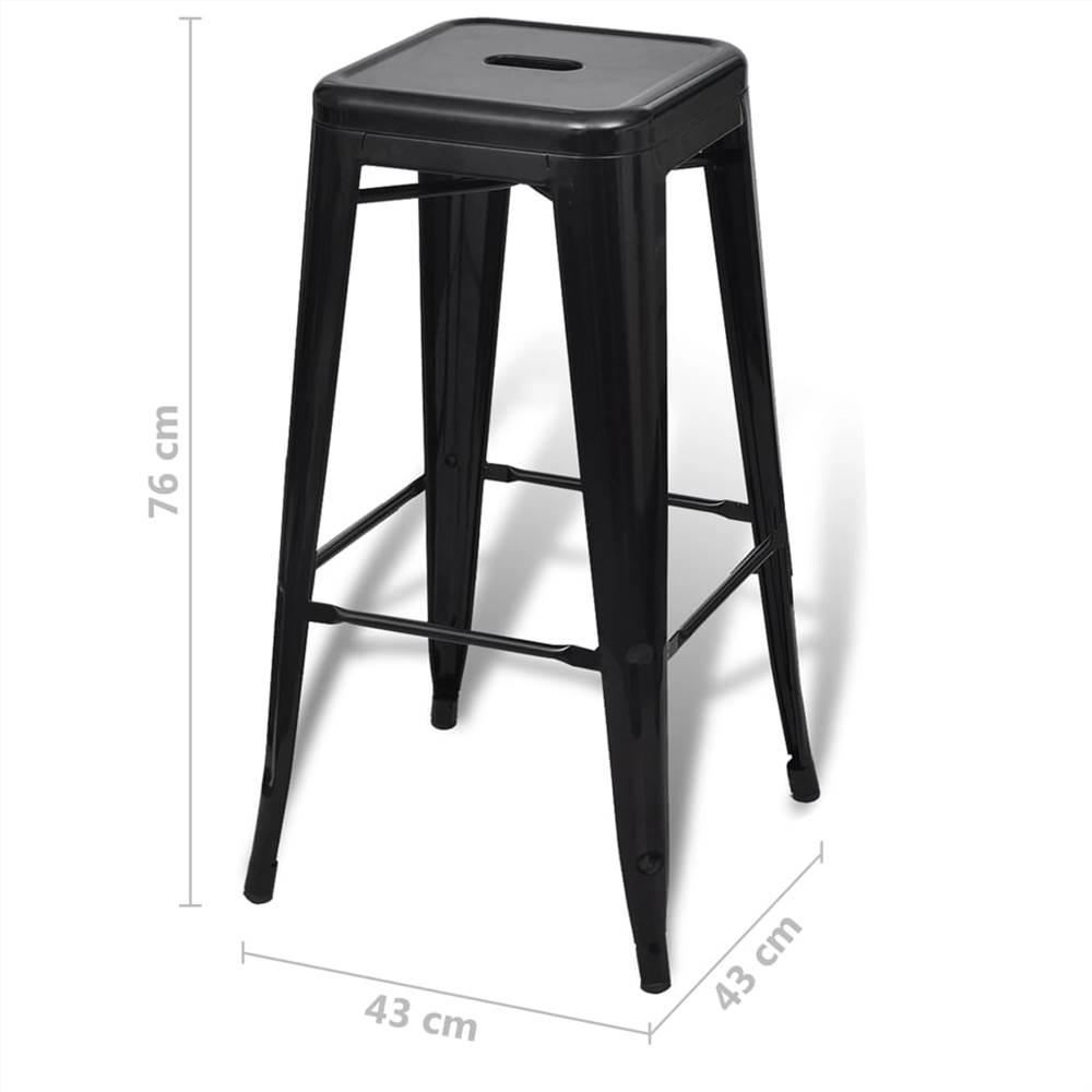 Bar Stools 6 pcs Black Steel