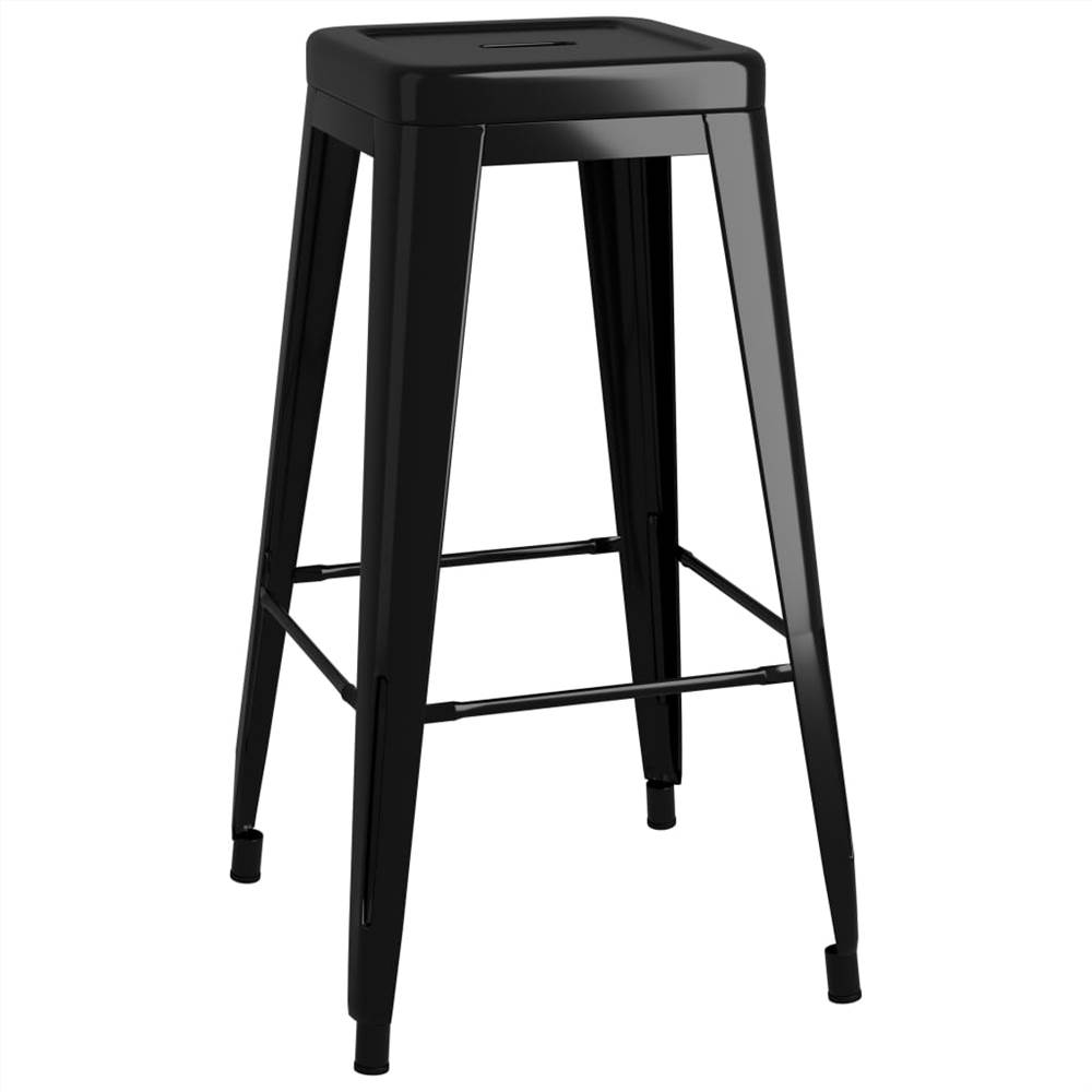 Bar Stools Stackable 2 Pcs Black Metal