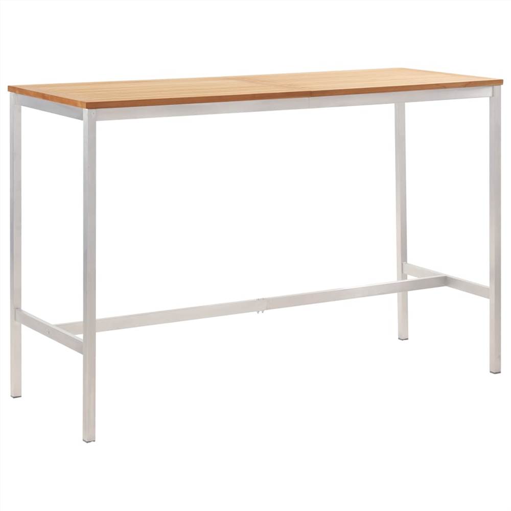

Bar Table 160x60x105 cm Solid Teak Wood and Stainless Steel