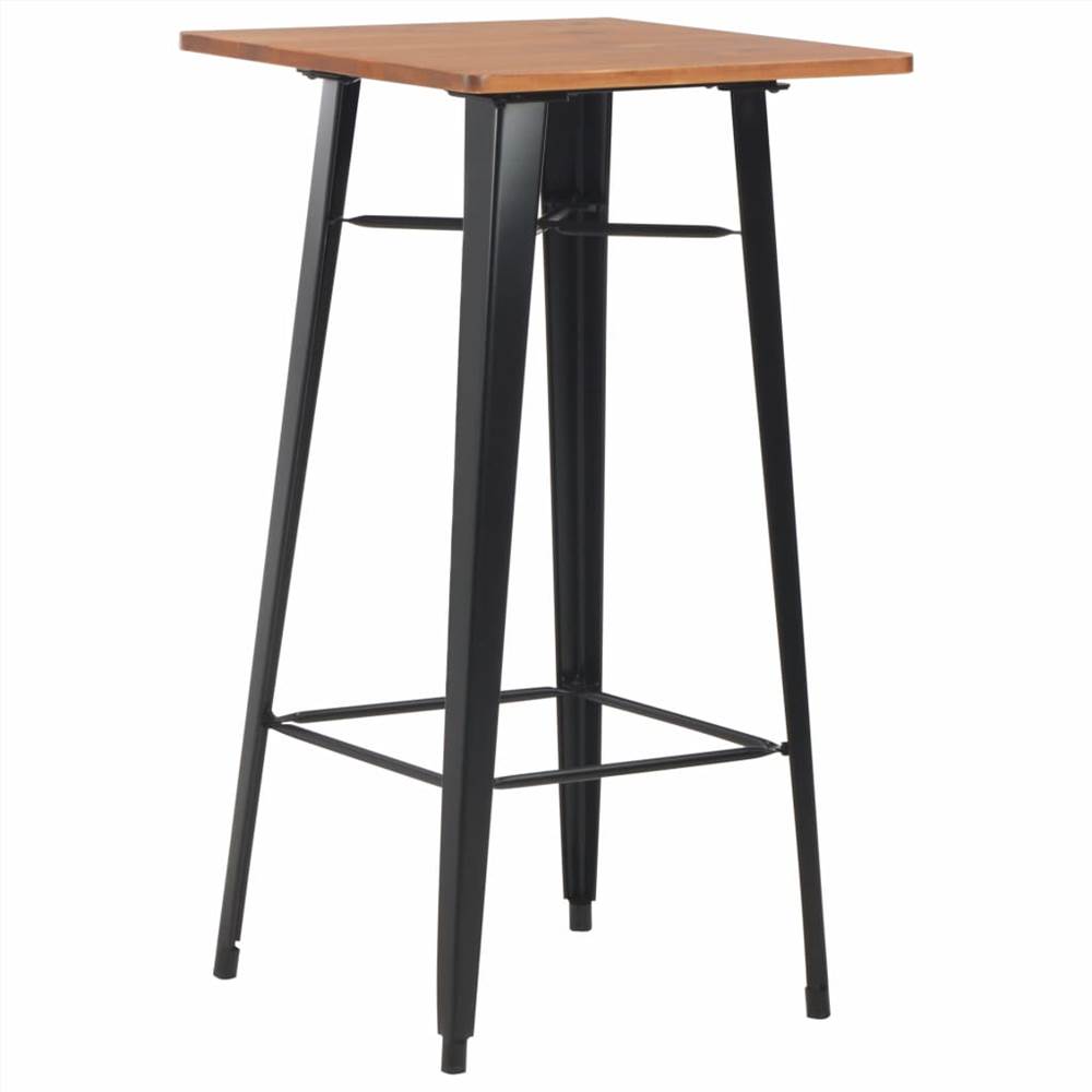 

Bar Table Black 60x60x108 cm Solid Pine Wood Steel