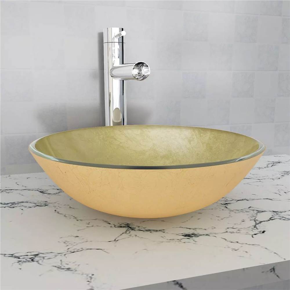 

Basin Tempered Glass 42 cm Gold