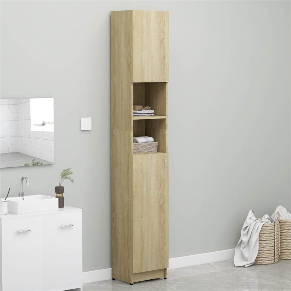Bathroom Cabinet Sonoma Oak 32x25.5x190 cm Chipboard