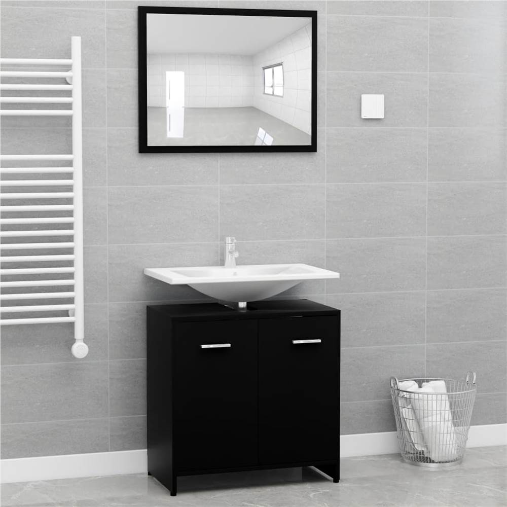 

Bathroom Furniture Set Black Chipboard