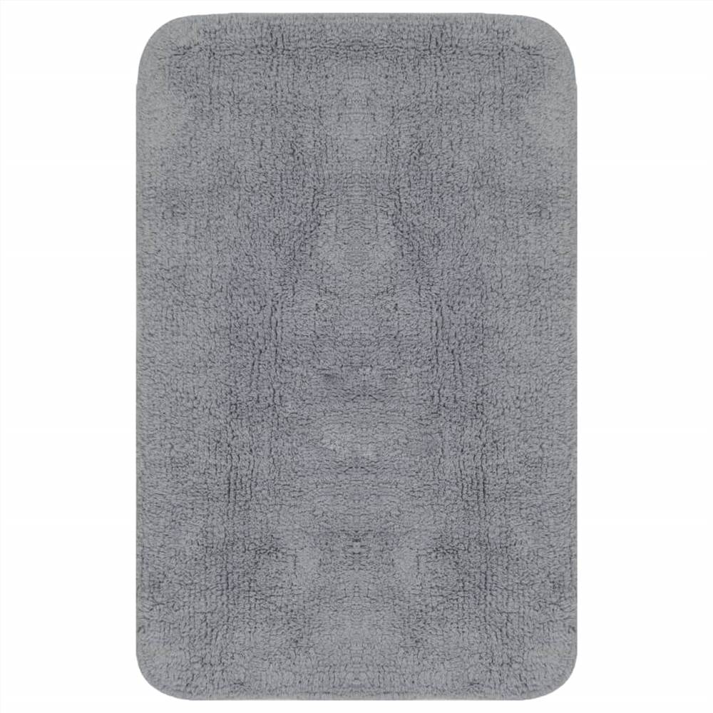 Bathroom Mat Set 2 Pieces Fabric Grey