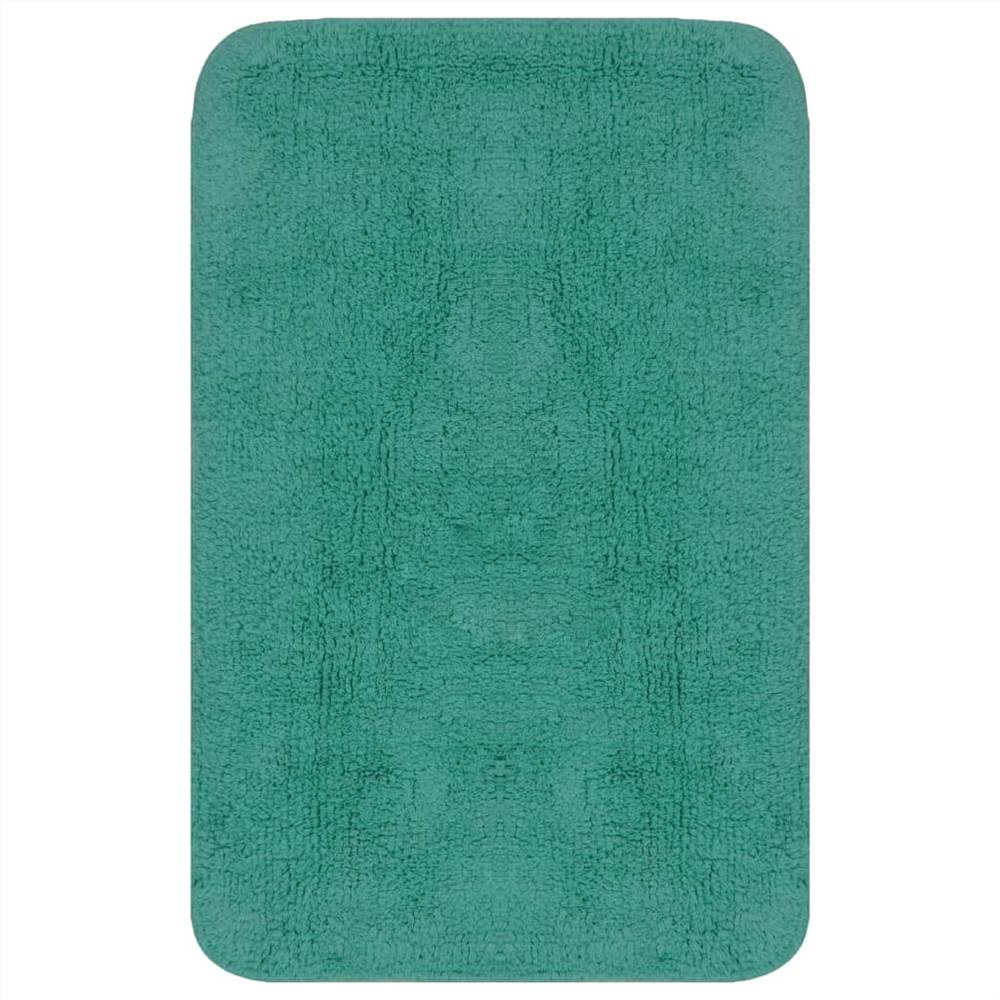 Bathroom Mat Set 3 Pieces Fabric Turquoise