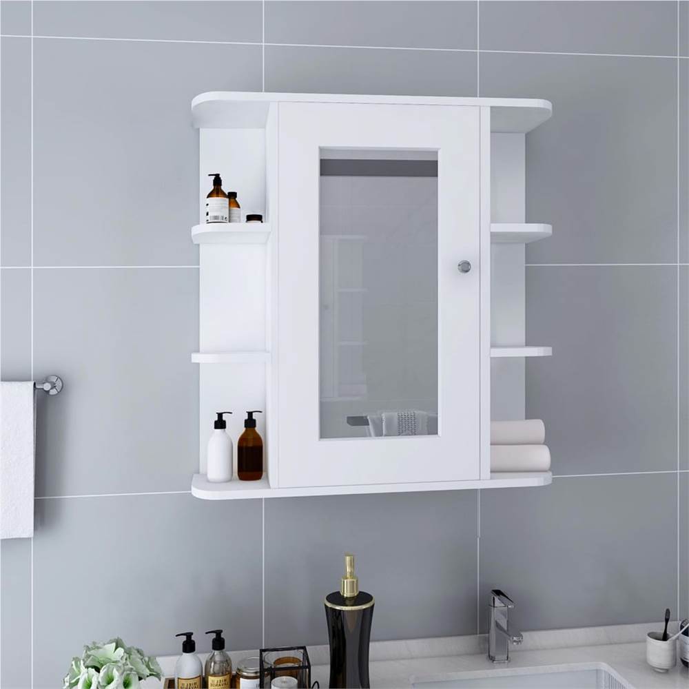 Bathroom Mirror Cabinet White 66x17x63 Cm Mdf