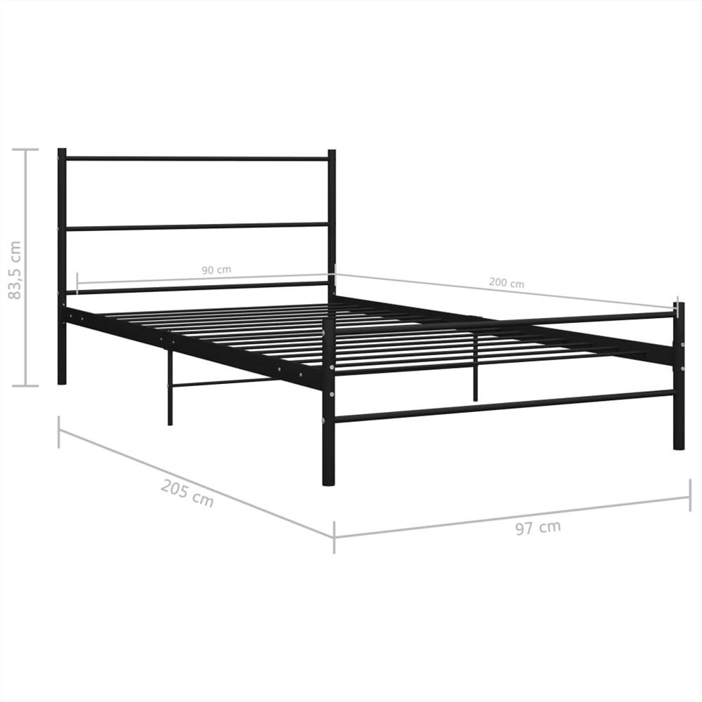 Bed Frame Black Metal 90x200 cm