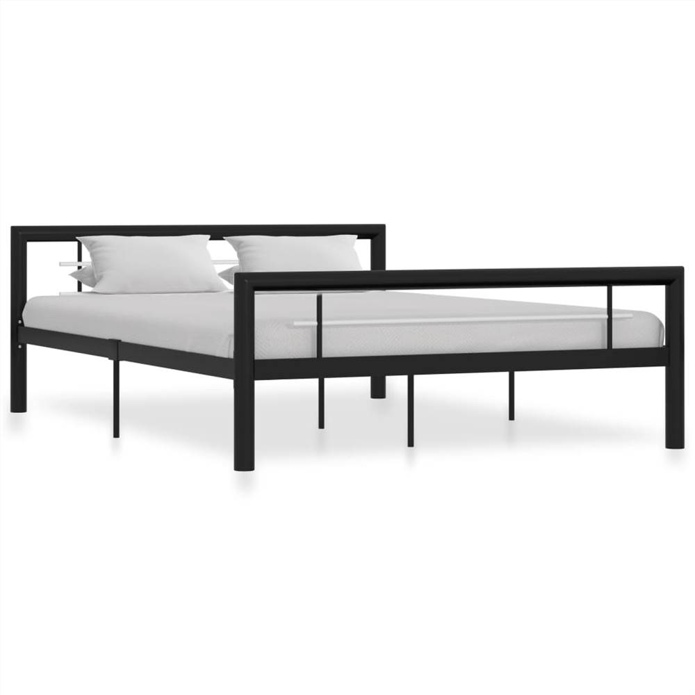 

Bed Frame Black and White Metal 140x200 cm