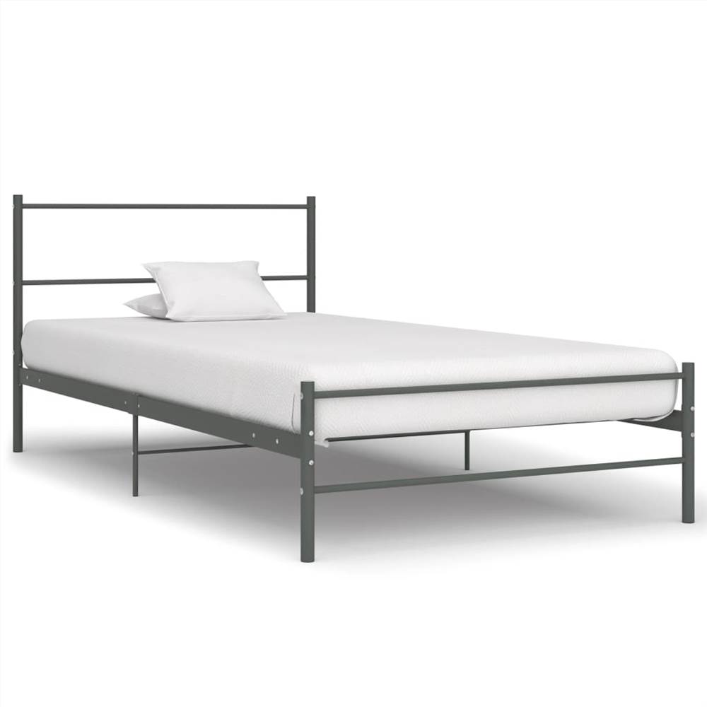 Cadre de lit en métal gris 90x200 cm