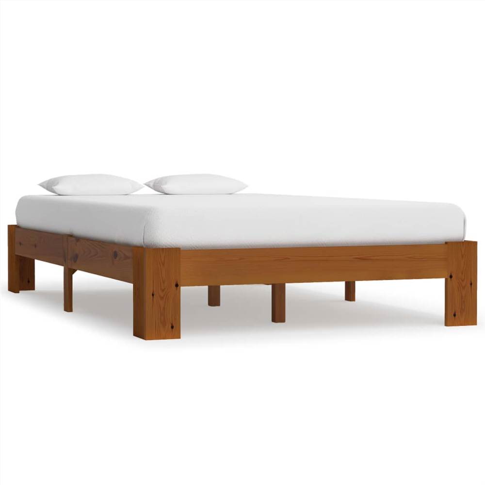 

Bed Frame Light Brown Solid Pine Wood 140x200 cm