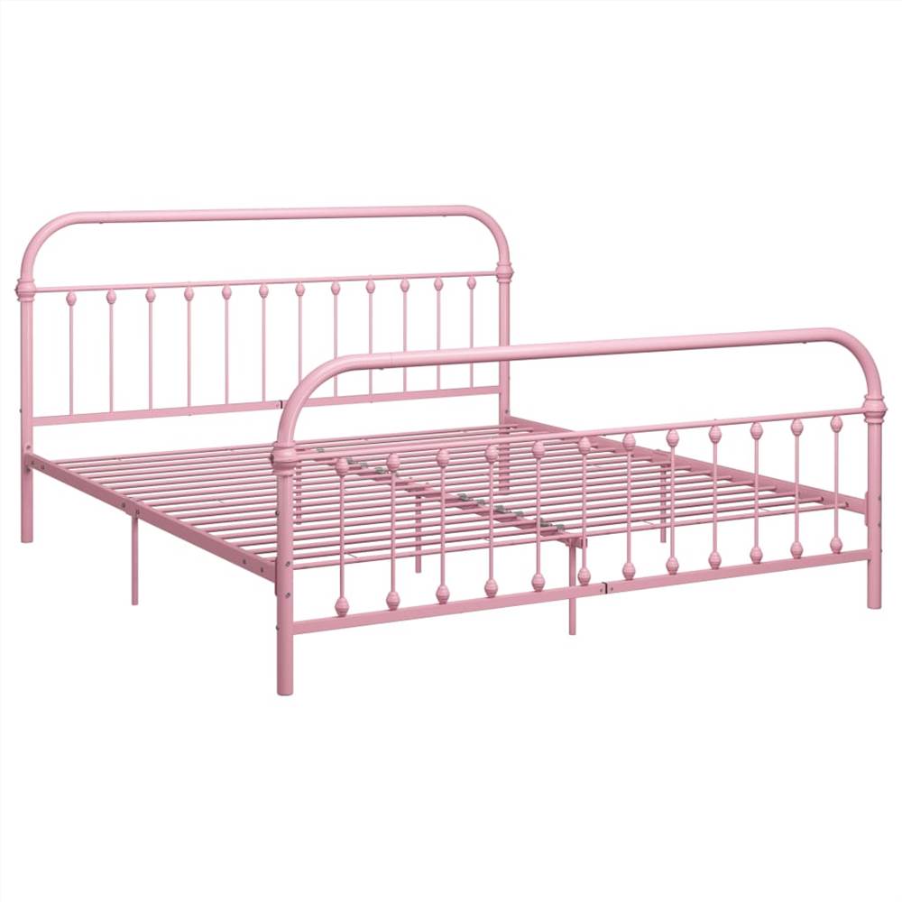 Bed Frame Pink Metal 180x200 cm