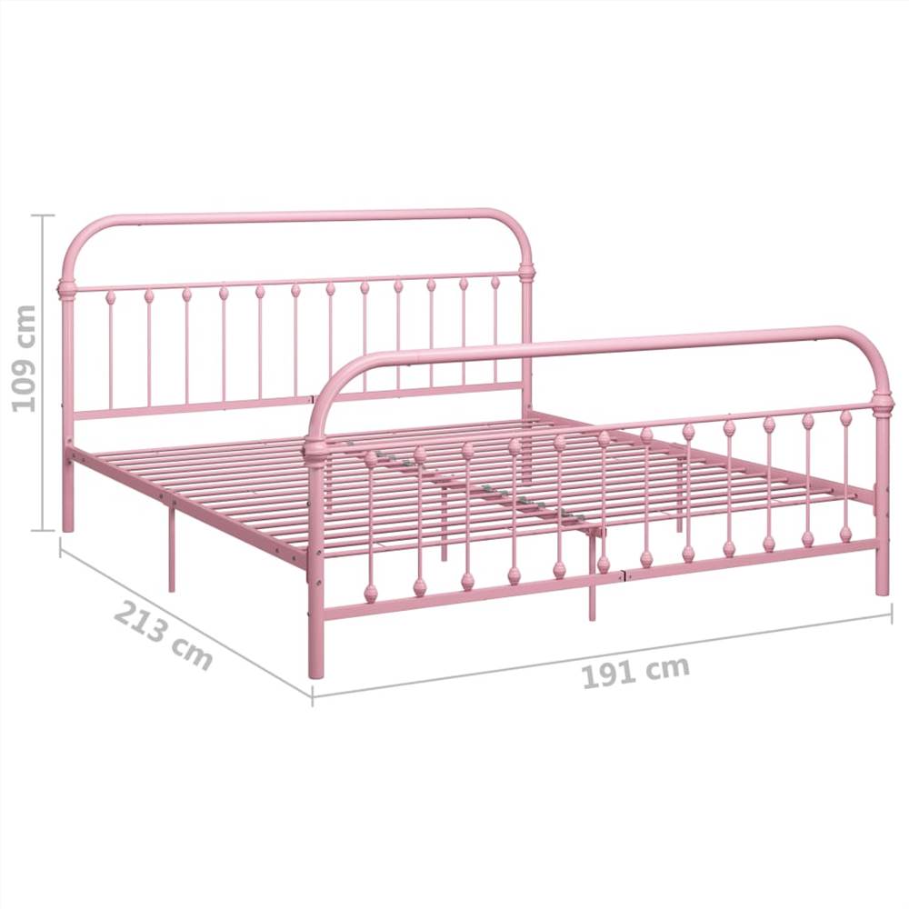 Bed Frame Pink Metal 180x200 cm