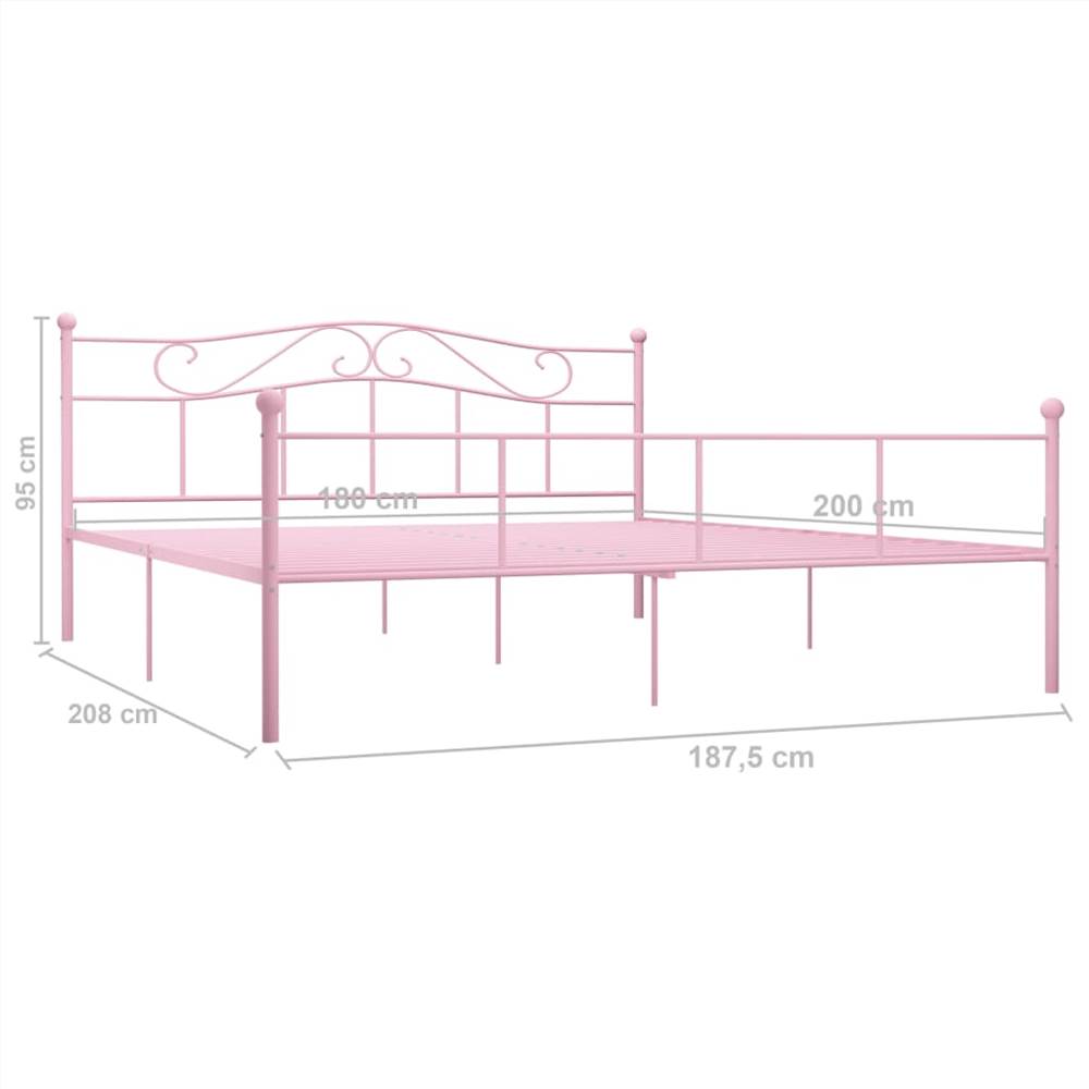 Bed Frame Pink Metal 180x200 cm
