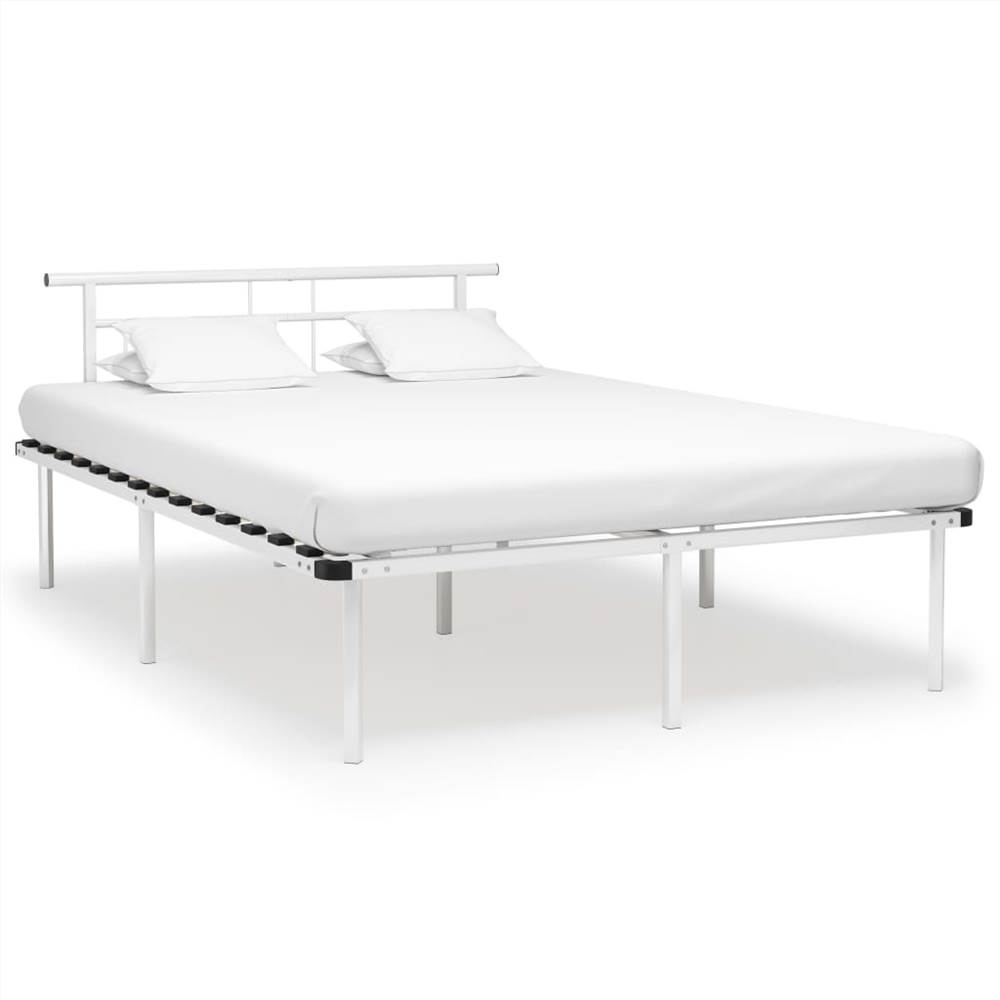

Bed Frame White Metal 160x200 cm