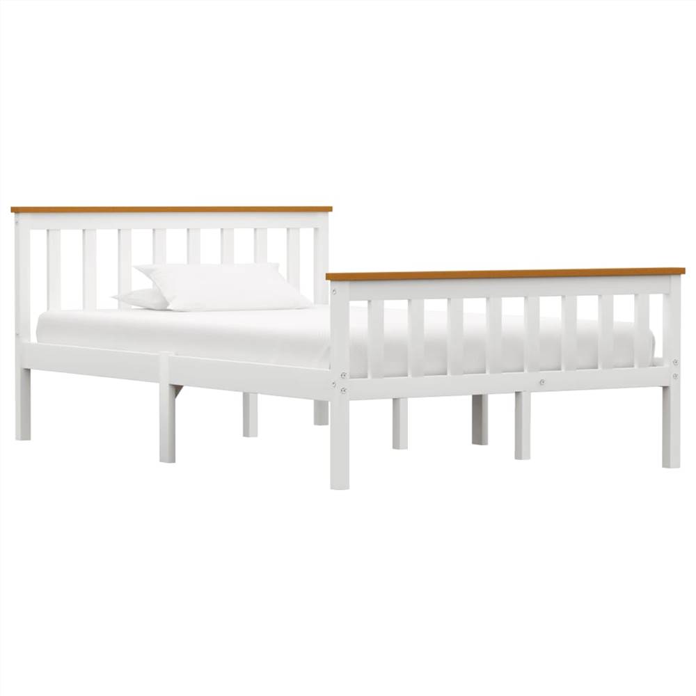 Expertise voor de helft minstens Bed Frame White Solid Pinewood 120 x 190 cm