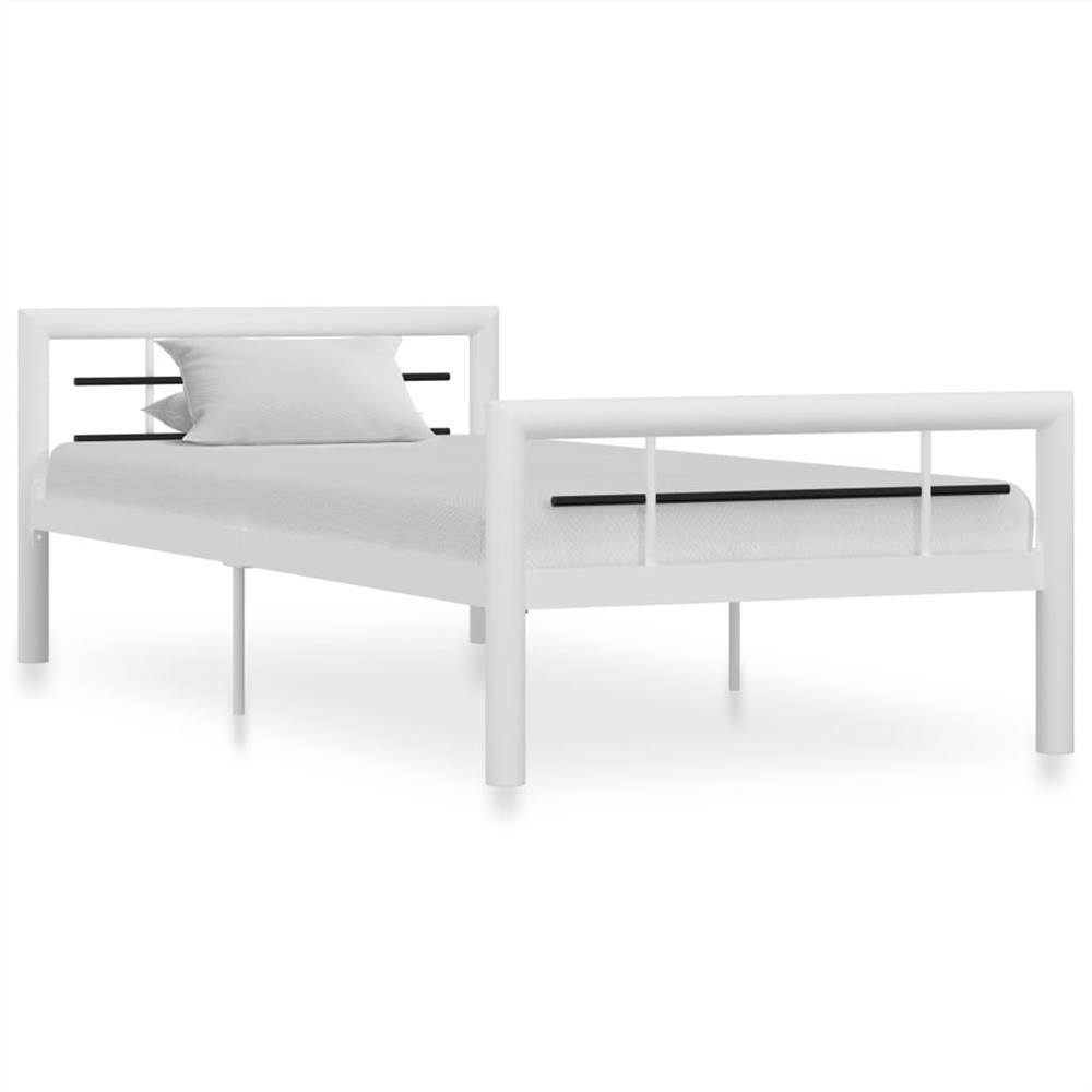 

Bed Frame White and Black Metal 90x200 cm