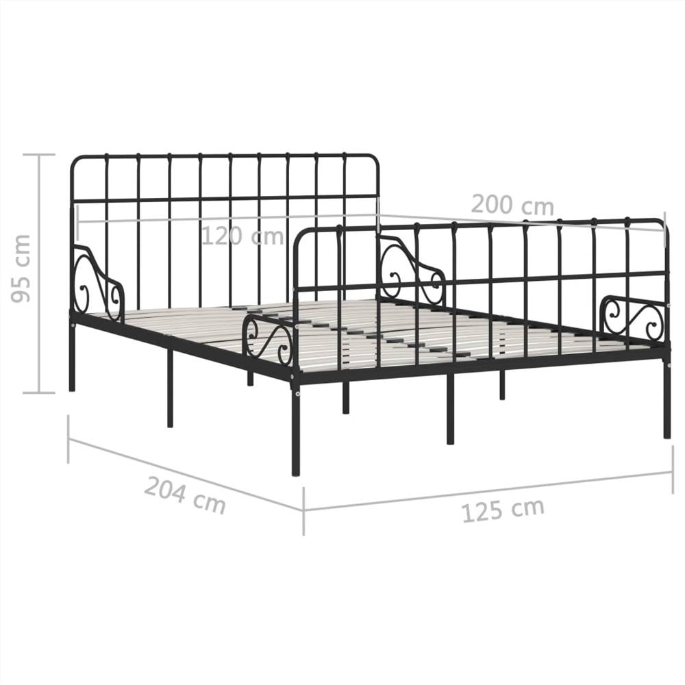 Bed Frame with Slatted Base Black Metal 120x200 cm