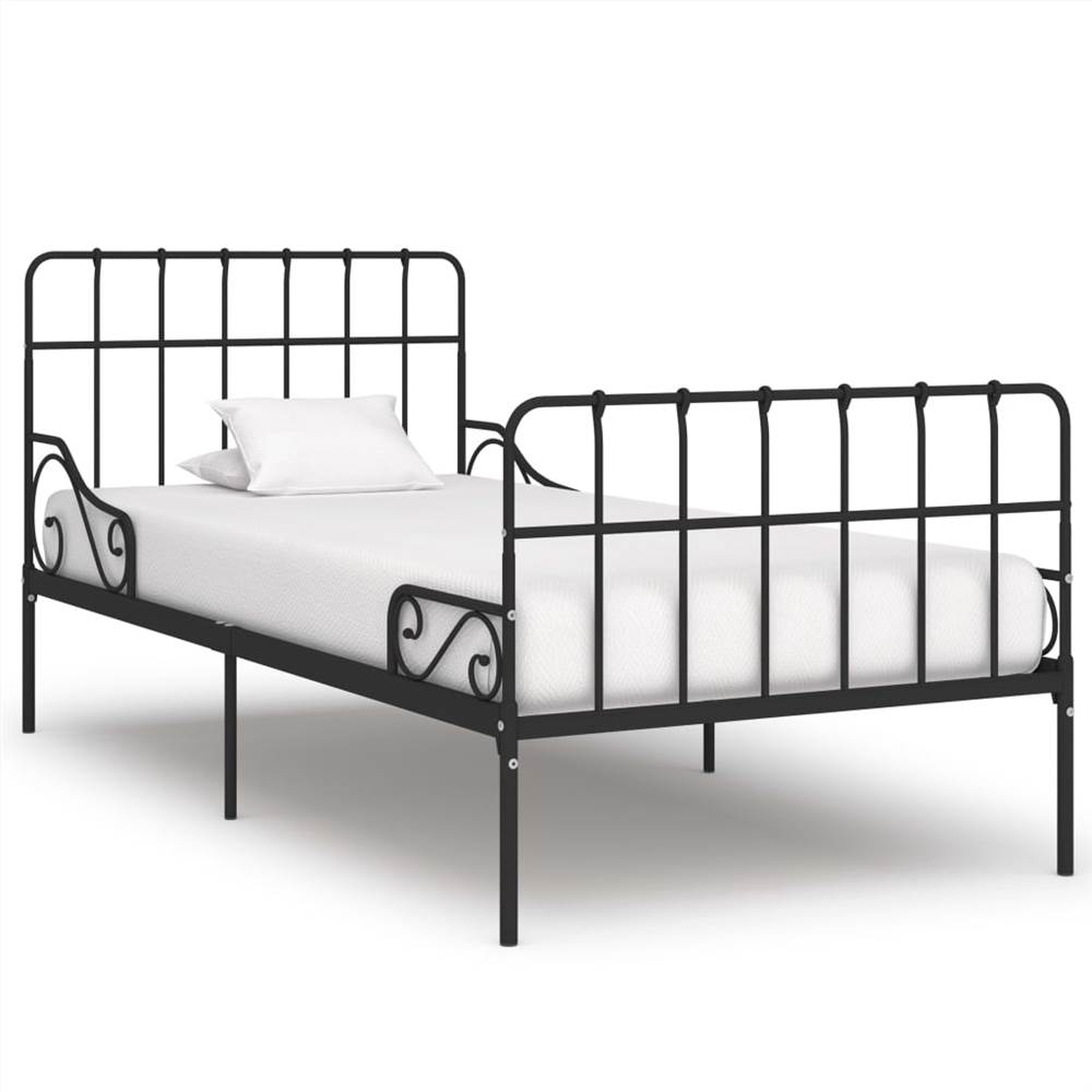 

Bed Frame with Slatted Base Black Metal 90x200 cm