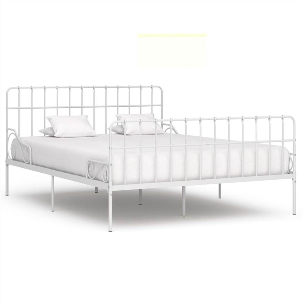 

Bed Frame with Slatted Base White Metal 200x200 cm