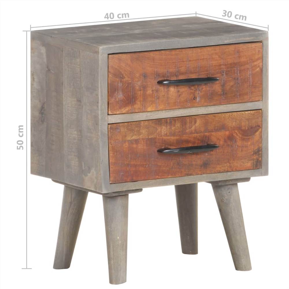 Bedside Cabinet Grey 40x30x50 cm Solid Rough Mango Wood