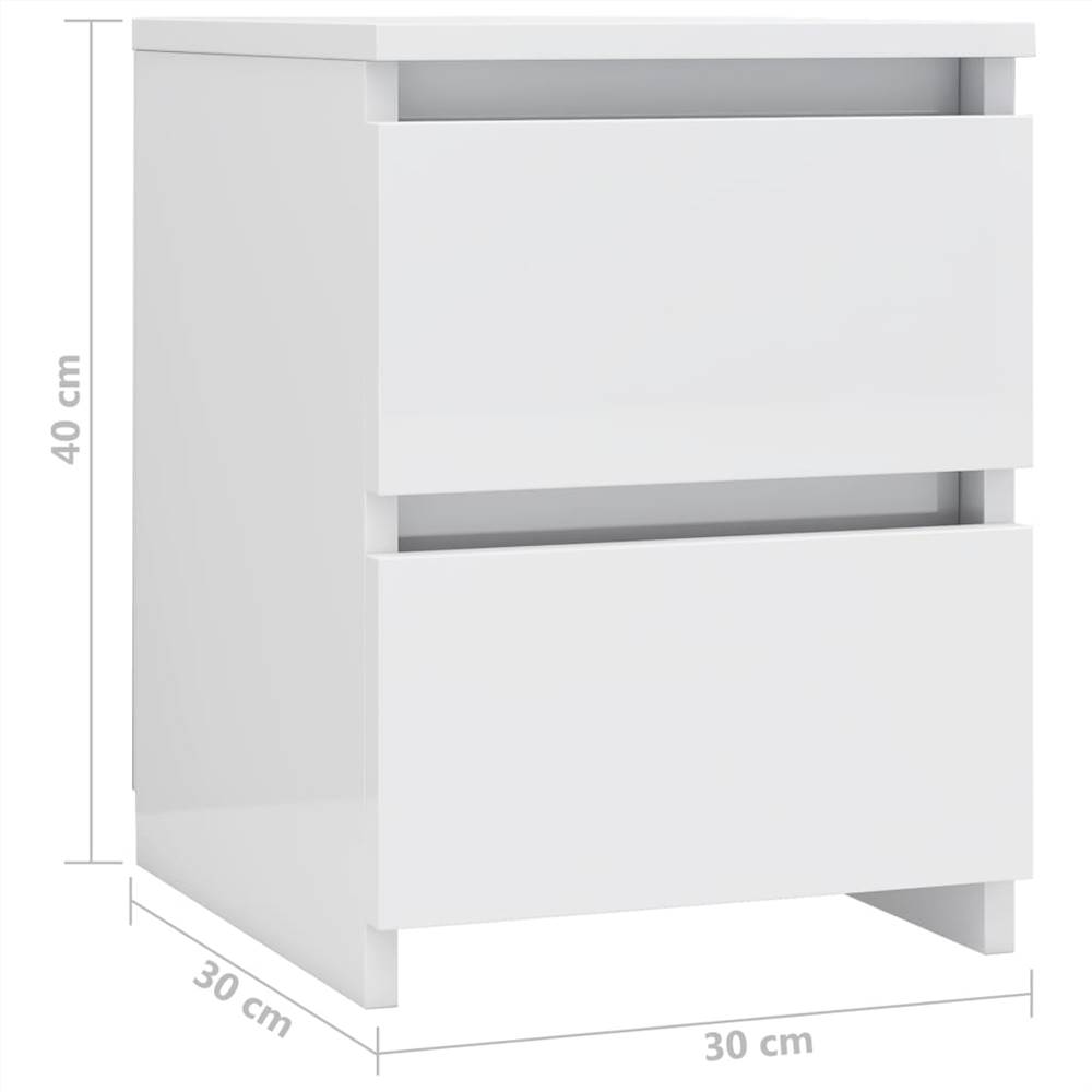 Bedside Cabinet High Gloss White 30x30x40 cm Chipboard