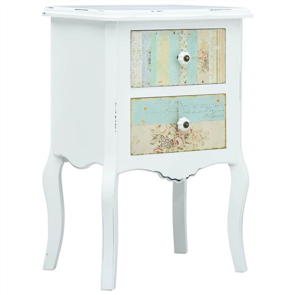 Bedside Cabinet White and Brown 43x32x65 cm MDF
