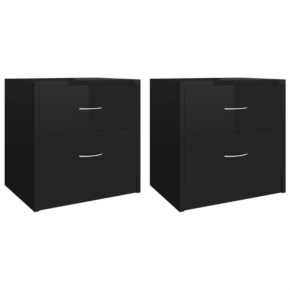 Bedside Cabinets 2 pcs High Gloss Black 40x30x40 cm Chipboard