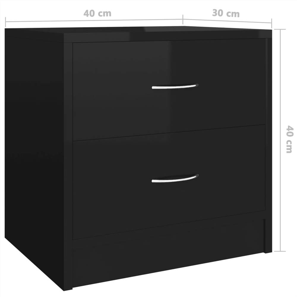 Bedside Cabinets 2 pcs High Gloss Black 40x30x40 cm Chipboard
