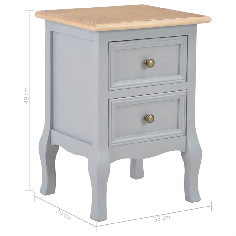Bedside Cabinets Grey 35x30x49 cm MDF