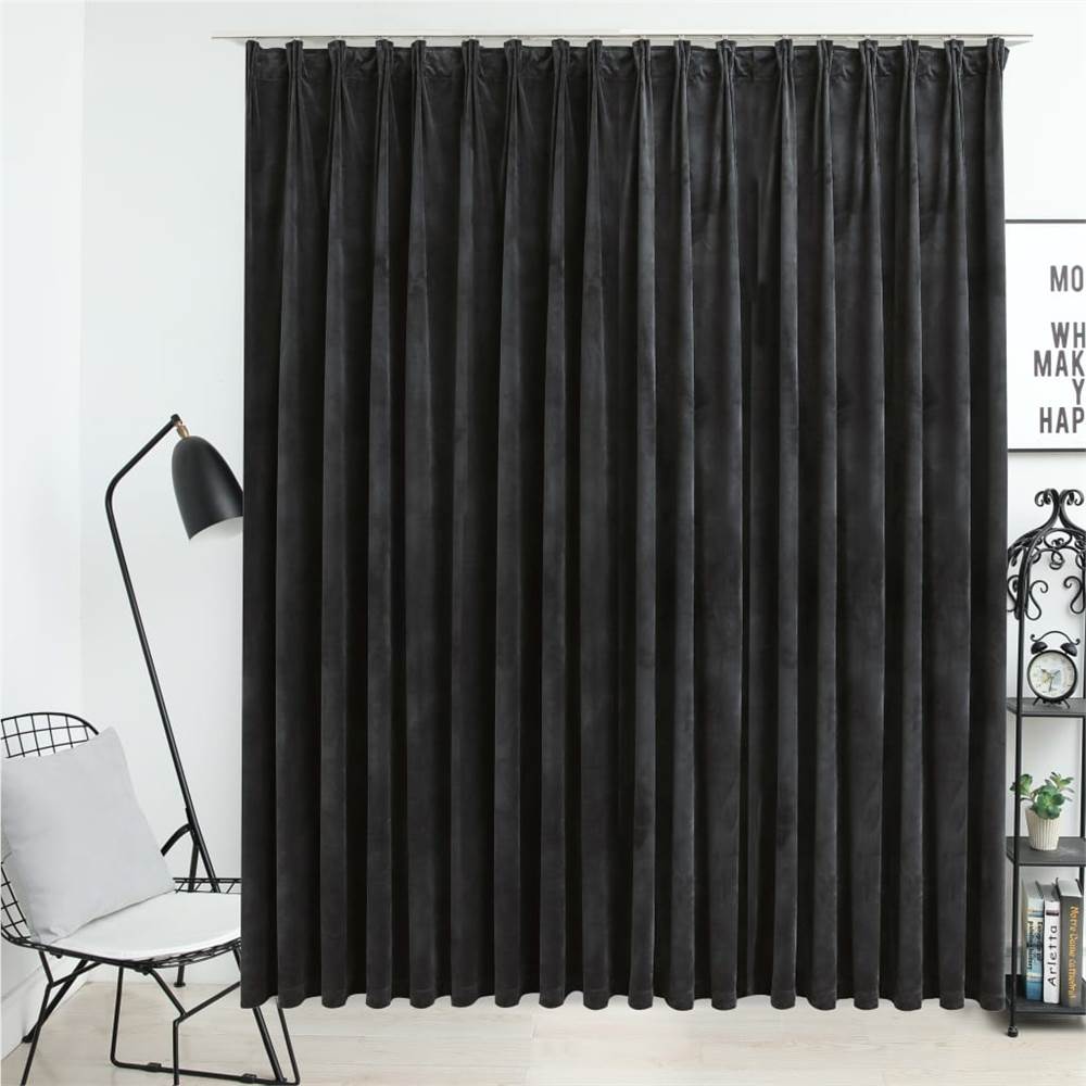 Blackout Curtain with Hooks Velvet Anthracite 290x245 cm, Other  - buy with discount