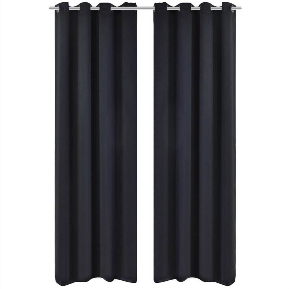 

Blackout Curtains 2 pcs with Metal Eyelets 135x175 cm Black