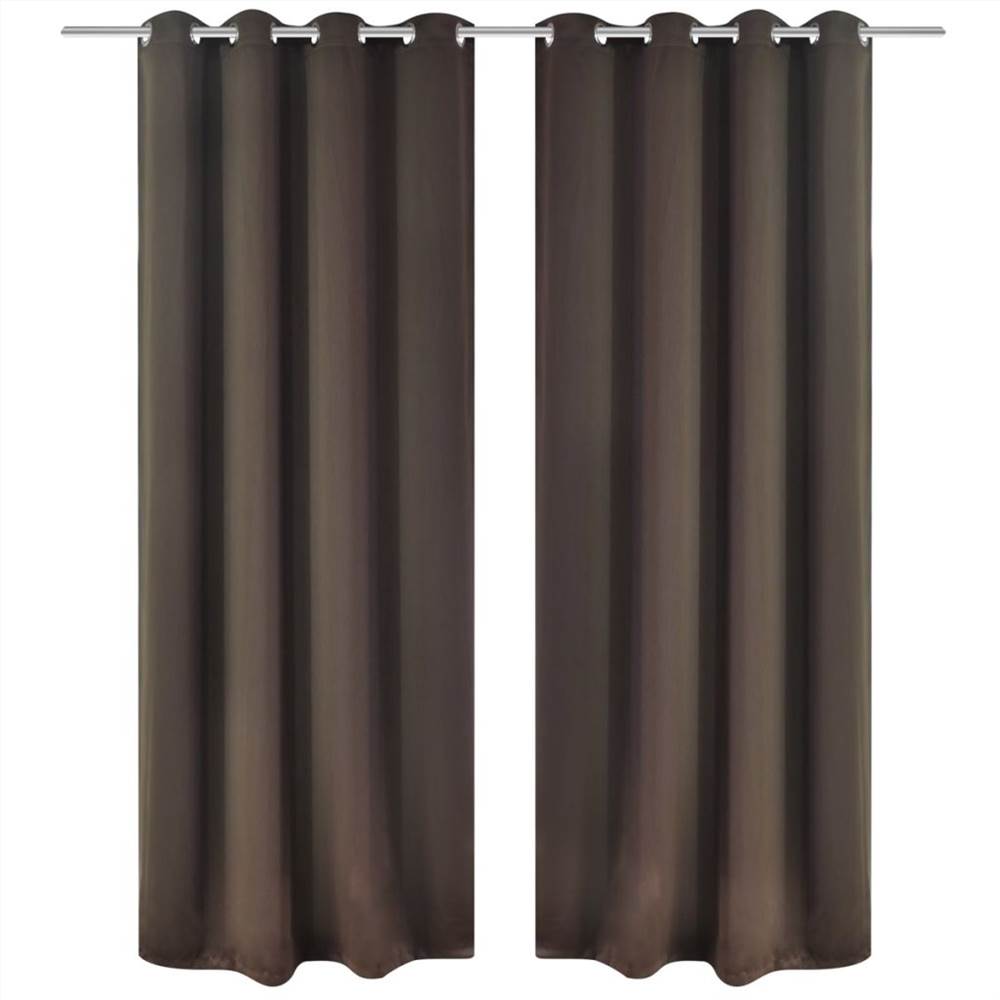 

Blackout Curtains 2 pcs with Metal Eyelets 135x175 cm Brown