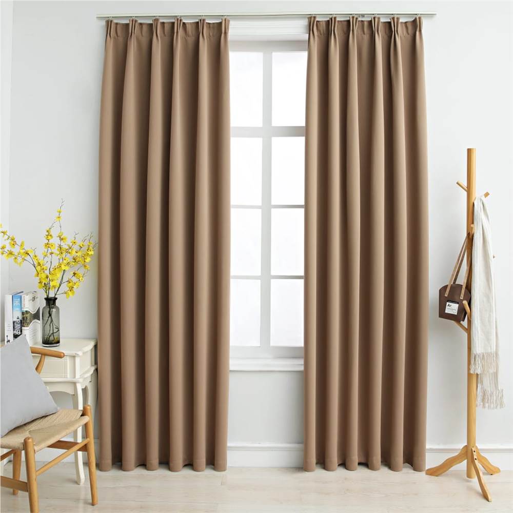 

Blackout Curtains with Hooks 2 pcs Taupe 140x175 cm
