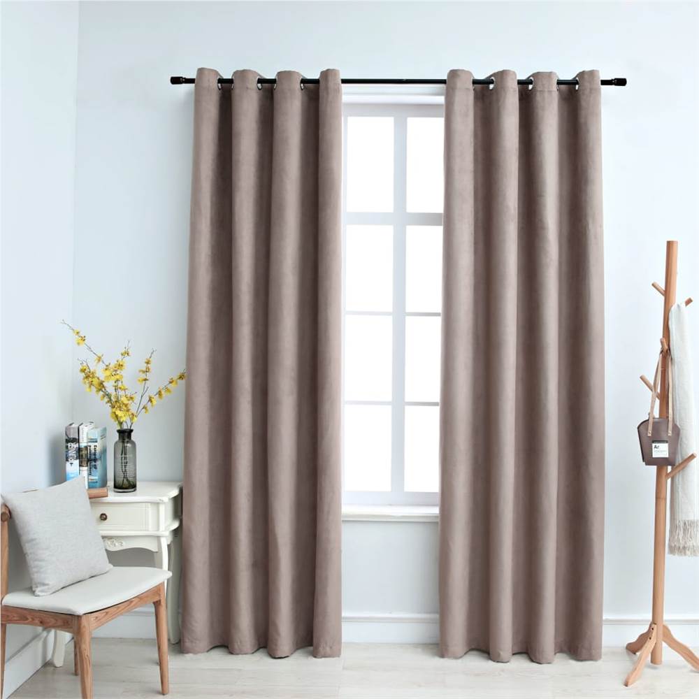 Blackout Curtains with Metal Rings Taupe 140x175 cm, Other  - buy with discount