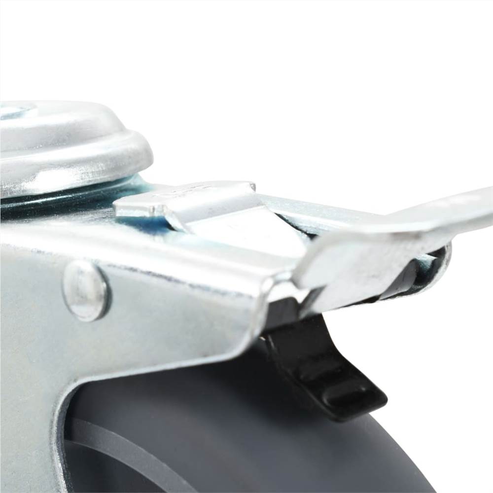 Bolt Hole Swivel Casters with Double Brakes 4 pcs 125 mm