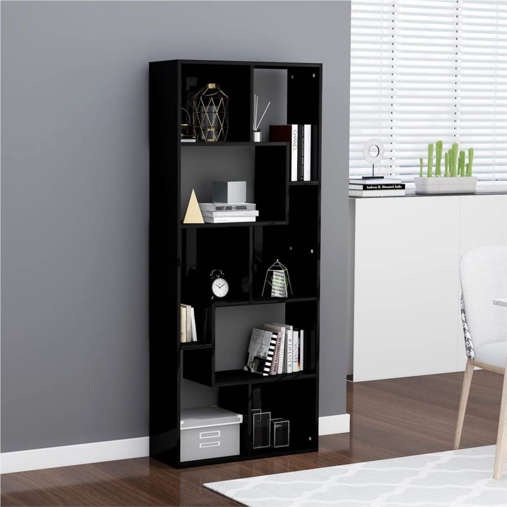 

Book Cabinet High Gloss Black 67x24x161 cm Chipboard