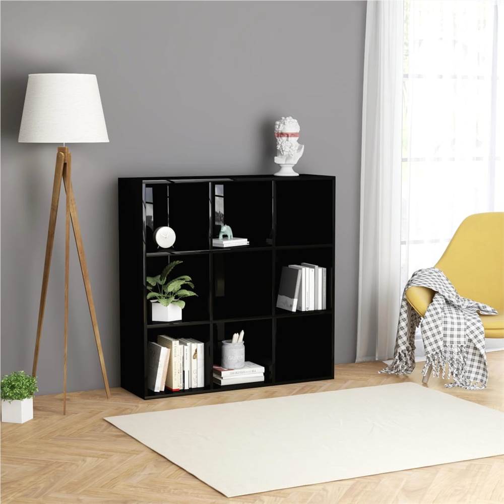 

Book Cabinet High Gloss Black 98x30x98 cm Chipboard