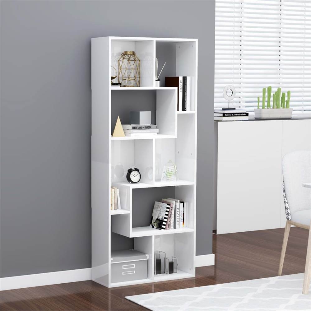 

Book Cabinet High Gloss White 67x24x161 cm Chipboard