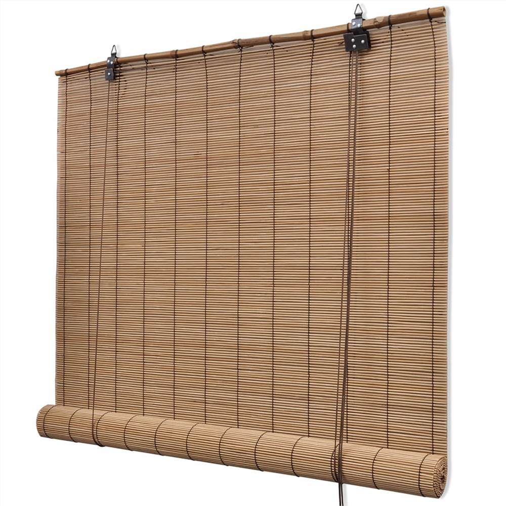 Estores enrollables de bambú marrón 140 x 160 cm