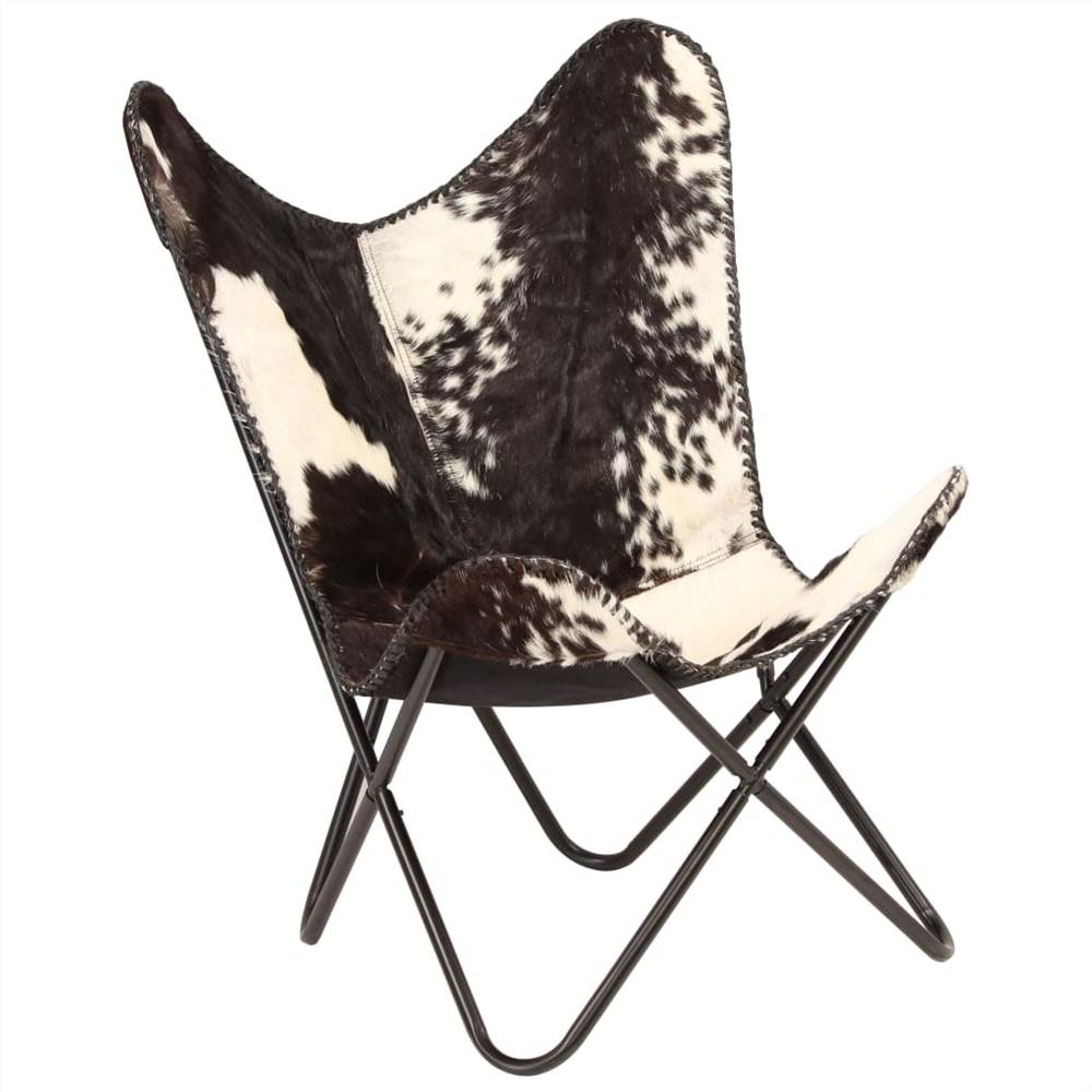 Butterfly Chair Black And White Genuine Goat Leather 16 Butterfly Chair Black and White Genuine Goat Leather