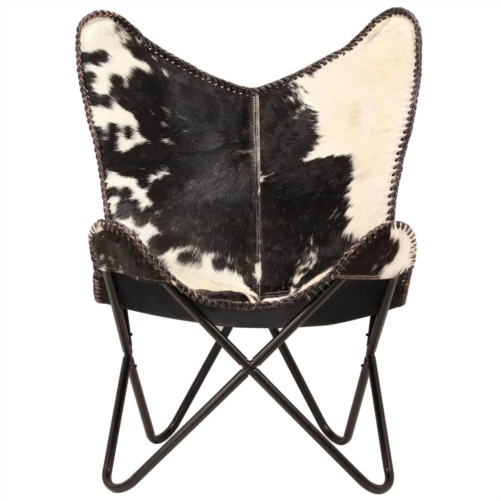 Butterfly Chair Black And White Genuine Goat Leather 8 Butterfly Chair Black and White Genuine Goat Leather