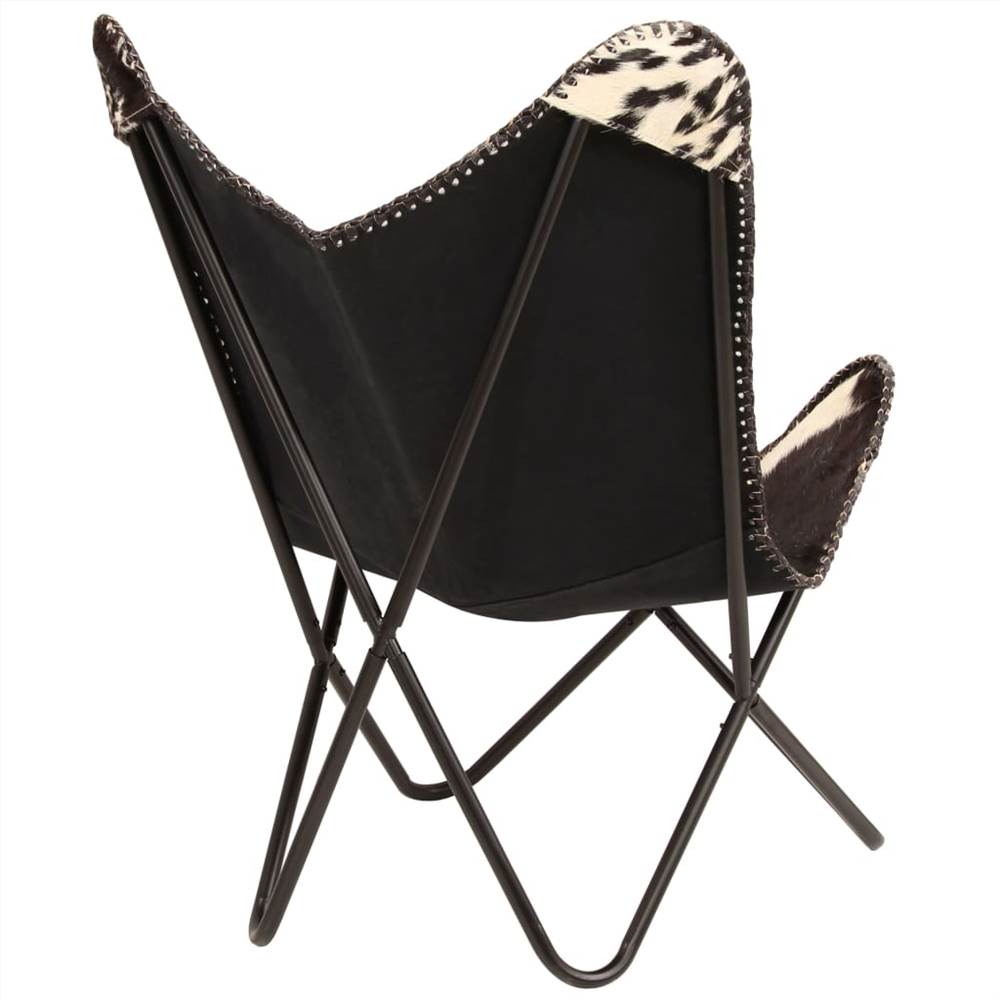 Butterfly Chair Black And White Genuine Goat Leather 9 Butterfly Chair Black and White Genuine Goat Leather